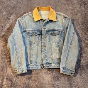 J Galt Shanghai Denim Corduroy Collar Trucker Jacket Light Wash Size S